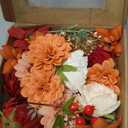 Artificial Flowers Combo Fall Flowers Mix Silk Flowers Dahlia Roses with Stems for DIY Bridal Wedding Bouquets, Baby Shower Decorations Fake Floral Arrangements Table Centerpieces Decor (Red)