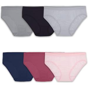 Fruit of the Loom Women's No Show Seamless Underwear, Amazing Stretch & No Panty Lines, Plus Size (Size 7, Bikini - 6 Pack)