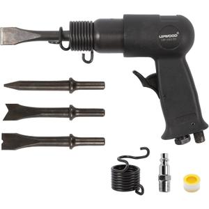UW-AH150 Short Barrel Air Hammer Kit with Quick Change Retainer and 4 Chisels, 1-5/8 Inch Stroke, 4500 BPM, Light weight