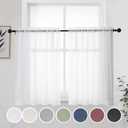 OWENIE Short Sheer Curtains 30 Inches 2 Panels Set, Kitchen Curtains Tiers Light Filtering Rod Pocket Cafe Curtain for Bathroom Small Half Window, 42 in W x 30 in L, White