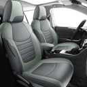 Red Rain Grey Leather Car Seat Cover Custom Fit for 2019-2025 Toyota RAV4 Hybrid Breathable Leather Interior Accessories (RAV4-Gray+Green-2019/2025)