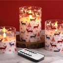 Christmas Flameless Pillar Candles with Remote, Flickering LED Pillar Candles Set of 3