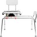 Eagle Health Supplies Sliding Shower Chair Tub Transfer Bench with Cut-Out Seat, FSA/HSA Eligible, Height Adjustable Shower Benches, Inside Shower, Swivel Shower Chair for Elderly and Disabled, 77663