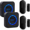 Door Chime SanJie Wireless Door Sensor for Business Home Office When Entering with 800Ft Range 55 Chimes 5 Volume Levels Adjustable Number Display (2 Receiver & 2 Sensor) (Black)