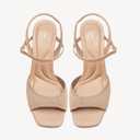 NEWBELLA Women's Chunky Heel Sandals - Open Square Toe Ankle Strap Dress Sandals with Buckle, Comfortable High Heel Slingbacks for Office, Party & Evening Wear