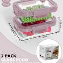 2-Pack Glass Food Storage Containers with Tempered Lids (21.3oz/2.7cup) - Airtight Snap Lock, Microwave & Oven Safe (-4~ 950F), Freezer to Baking Dish, BPA-Free, Gift Box (Pink)