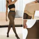 Fleece Lined Tights Women Thermal Leggings, Fake Translucent High Waisted Sheer Pantyhose, Winter Thick Warm Tights, Black, 220g / Fleece Lined (Black)