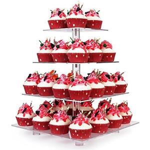 Cupcake Stand, 4 Tier Acrylic Cupcake Tower Stand, Premium Cupcake Holder, Clear Cupcake Display for 52 Cupcakes, Display for Pastry Wedding Birthday Party