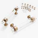 3 3/4 inch Cabinet Handles Kitchen Cabinets Drawer 6 Pack, Champagne Bronze 96 mm Crystal Pulls Solid Base Closet Cupboard Dresser Drawers Hardware Handles Bathroom Bedroom Pull Glass Clear
