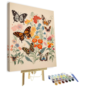 TUMOVO Butterfly Paint by Numbers Kit, Butterfly and Flowers Paint by Numbers for Adults Kids, Oil Painting with Brushes and Pigment, Modern Oil Painting for Wall Decor, 16x20 Inch (Framed)