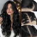 SUKRI Black Synthetic Lace Front Wig 134 HD Lace Wave Wig 26 Inch Long Wavy Wigs with Baby Hair Synthetic Lace Front Wig for Women Daily Party Use