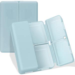FYY Daily Pill Organizer, 7 Compartments Portable Travel Pill Case, [Folding Design] for Purse Pocket to Hold Vitamins,Cod Liver Oil,Supplements and Medication-Blue (Small (1 Piece))