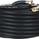 Guitrees 75FT 5/8 Heavy Duty Rubber Garden Hose - 300psi Working, 1000psi Burst - Hot/Cold Water - Five-Layered Braiding for Durability - Versatile for Gardening, Agriculture, Construction(Black)