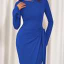 PRETTYGARDEN Women 2025 Mini Bodycon Dresses Long Sleeve Ruched Fitted Short Night Out Trendy Party Club Outfits Fall Clothes (XXL)