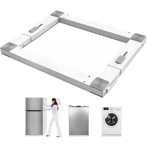 Rogierra Adjustable Furniture Dolly - Heavy-Duty Anti-Vibration Metal Stand, Adjustable Depth (38-60 cm), Retractable Side Brakes, 250kg Load Capacity, White