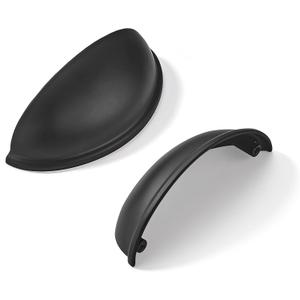 khtumeware 5 Pack 2-1/2" Drawer Pulls Matte Black Cabinet Cup Pulls Kitchen Hardware Cabinet Handles Drawer Handles Knobs 2.5 inch Hole Center