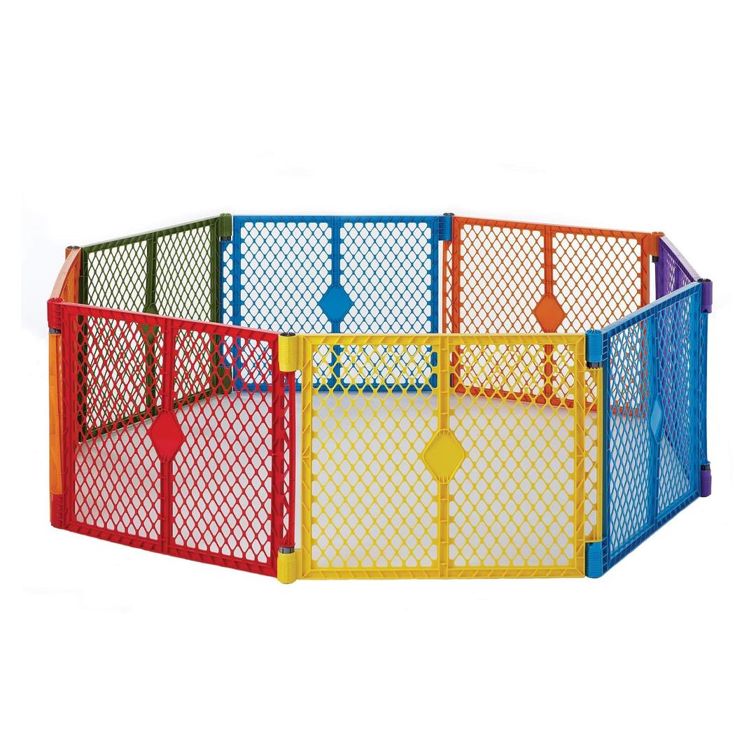 Toddleroo by North States - Superyard Colorplay Baby Play Yard: Freestanding 8 Panel Baby Playpen - Indoor or Outdoor Use - Made in USA - Encloses Up to 34.4 Square Feet - 26 Inches Tall
