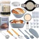Sourdough Starter Kit, Sourdough Bread Baking Supplies, 40oz Sourdough Starter Jar, Silicone Banneton Bread Proofing Basket Set with 9" Round & 10" Oval,Artisan Bread Baking Tools,Silicone Bread Sling