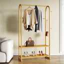 Gold clothing rack,Heavy duty clothes rack with shelves,Metal garment rack for hanging clothes,Wardrobe rack for Boutique, Retail or Home (L:31.5IN)