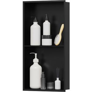 Shower Niche 24"12" No Tile Needed, Matte Black Recessed Wall Niche, Stainless Steel, Waterproof Rust Resistant, 4in Deep for Bathroom Shower Room