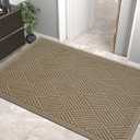 HIYARD Sturdy Front Door Mat, Absorbent Muddy Dirt Resist Welcome Door Mats Outdoor Indoor, Stain and Fade Resistant, Non-Slip Rubber Backing Low Profile Doormat for Entryway, 4732, Beige, 2'8" x 3'11"