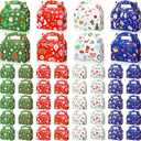 Fulmoon 48 Pcs Christmas Treat Boxes with Handle 3D Christmas Goody Cookie Boxes for Gift Cardboard Goody Gift Wrapping Bag Xmas Party Favor for Holidays Party Supplies, 8 Style