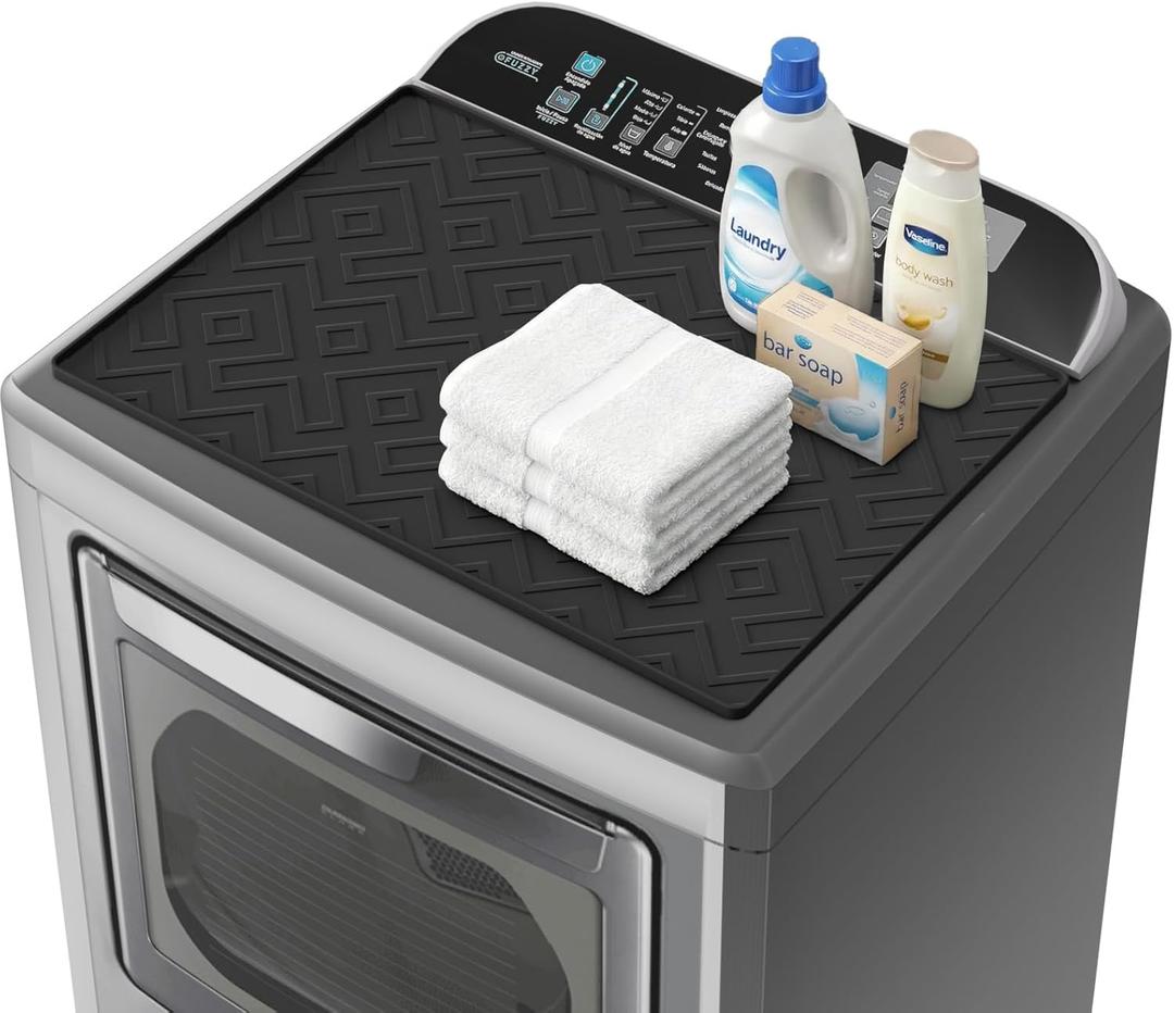 Washer and Dryer Top Protector Mat, 26" x 18" Silicone Washing Machine Top Cover, Non-Slip Waterproof Washer Dryer Mat for Home, Kitchen & Laundry Room