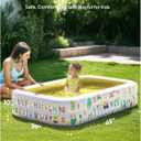 QPAU Kiddie Pool 65" x 39" Inflatable Pool for Kids & Toddlers, Ball Pit & Baby Pool with Soft Floor, Educational Alphabet & Number, Durable Outdoor Play Toys for Backyard & Indoor Fun (Yellow)