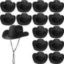 JaGely 15 Pcs Straw Cowboy Hats Wide Brim Summer Hat Women Men Country Accessories for Western Themed Party Concerts Birthday