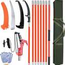 Pole Saws for Tree Trimming, 7.3-27 ft Manual Pole Saw Extendable Tree Trimmer, Long Branch Trimmer Tree Pole Pruner Saw Blades and Scissors Set for Pruning Palms and Shrubs (Red)