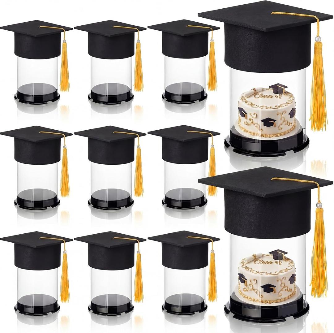 12 Pcs Graduation Gift Candy Boxes 6x4in Clear Graduation Cap Cupcake Treat Boxes with Tassel Class of 2026 Congrats Grad Cupcake Holder Container for College Grad Party Favors Decorations
