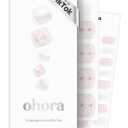 ohora Semi Cured Gel Pedi Strips (P Lily) - White, Gemstone, Works with Any UV/LED Lamps, Salon-Quality, Long Lasting, Easy to Apply & Remove - Includes 2 Prep Pads, Nail File & Wooden Stick