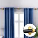 MUAKIOY (16 Pack) Gold No-Drill Curtain Rod Brackets, Self-Adhesive Adjustable Hooks for 0.5''-1.3'' Curtain Rods, Stick-On Wall Holders with Damage-Free Installation