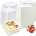 Nexboraque 100 Pack Small Charcuterie Boxes with Clear Lids, 5 Inch White Disposable Paper Bakery Dessert Sandwich Box Mini to Go Food Containers for Cookie, Sushi, Cake Slice, Muffins