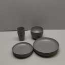 LIYH 16 Pcs Grey Wheat Straw Dinnerware Sets Unbreakable Dinnerware Sets for 4 Plates and Bowls Set Plastic Plates Reusable Straw Tableware Dish Set for 4 Include Plate Bowl Cup (Gray)