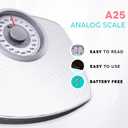 Adamson A25 Scales for Body Weight - Up to 400 LB - 5.3" Dial on 12.4" x 10.2" Platform - Anti-Skid Rubber Surface - High Precision Bathroom Scale Analog - Durable with 20-Year Assurance - Full White