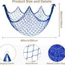 2 Pack Fish Net Decorations, 80x40 Inch Navy Blue Fishing Net Decor for Under The Sea Hawaiian Beach Theme Party, 3mm Thick Natural Cotton Versatile Nautical Netting for Party Wall Table Ceiling Decor