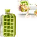 Ice Cube Bottle, Ice and Water Cup In One, Touch-Free Ice Cube Tray Water Bottle, Ice Maker, Silicone Water Bottle Ice Cube Tray Press Easy Ice Release For Freezer,Coffee,Juice,Beverage (Green-12grid)