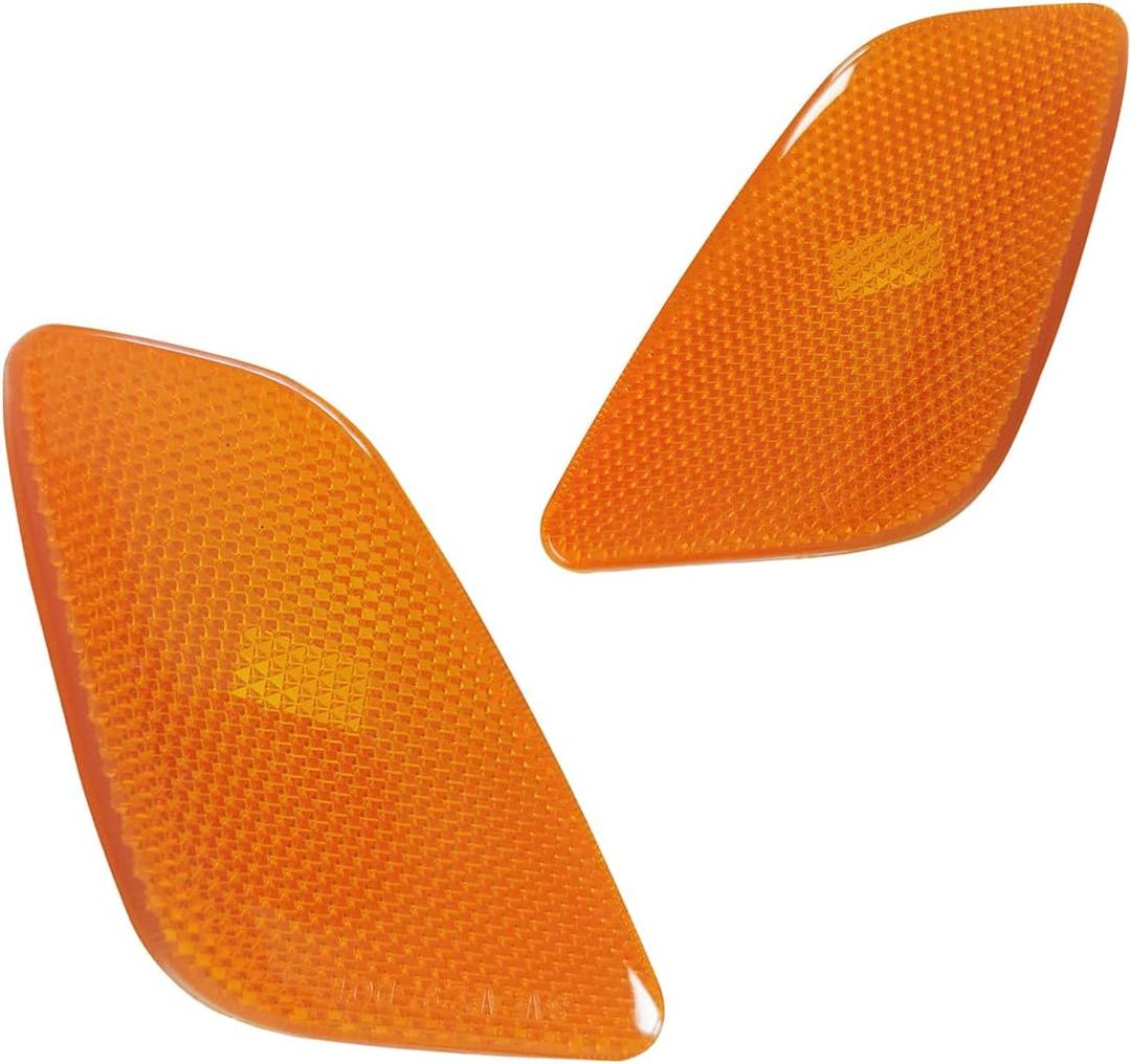 Left+Right Front Fender Side Marker Lights Lamps Assembly Compatible with 1997-2006 Jeep Wrangler TJ Marker Turn Signal Parking Lights Lamps Housing 55155629AC 55155628AC(Amber Lens)