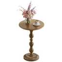 FormaCraft Small Round Metal Side Table, Lightweight Decorative Drink Table with Vintage Roman Column, Retro Distressed Accent Table for Living Room, Bedroom, Corners (1, Bronze)