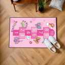 Washable Kids Play Mat 2x3 Feet, Non-Slip Educational Number Game Rug, Soft Low Plush Small Indoor Carpet for Children's Bedroom Nursery Entrance, Modern Pink Floor Mat