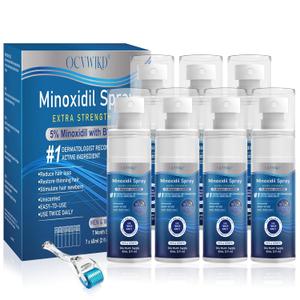 5% Minoxidil for Men and Women, Regrowth Serum, Extra Strength Spray for Hair Loss, Minoxidil 5 Percent, Thicker Healthier Hair, Beard Growth Kit, Topical Treatment, 60ml x 7 BottlesExtra Strength