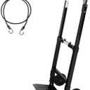 LEADALLWAY Foldable Hand Truck 220lbs Capacity, Heavy Duty Steel Collapsible Utility Cart with TPR Wheels & Free Bungee Cord, Portable Dolly for Home/Office/Warehouse (Black)