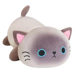 SQEQE Weighted Siamese Cat Plush, Weighted Siamese Cat Stuffed Animal, Cute Plushies Soft Pillow Toy Gift for Kids Adults 9.8 Inch, 0.8 Lbs