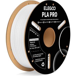 ELEGOO PLA PRO Filament 1.75mm White 1KG, 30-250mm/s Printing Speed Improved Rigidity 3D Printer Filament Dimensional Accuracy +/- 0.02mm, 1kg Spool (2.2lbs)