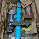 Mattel Minecraft Sword and Pickaxe 2-in-1 Toy, Button-Activated Click and Switch Role-Play Accessory Inspired by A Minecraft Movie