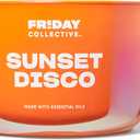 Friday Collective Sunset Disco Candle Citrus Scented Made with Essential Oils, 3 Wicks, 13.5 oz