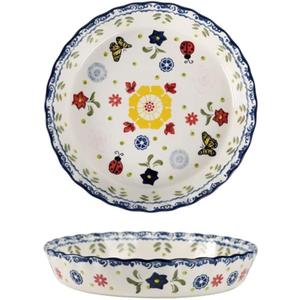 Ceramic Pie Pan Pie Dish for Oven 10 Inch Pie Plate Round Bakeware (Butterfly)