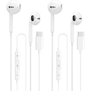 USB C Headphones for iPhone 17 16 15, Wired Earbuds USB C with Microphone & Volume Control, for Apple Headphones Wired, Earphones for iPhone, Android, iPad, Galaxy S25 S24 Ultra, Pixel 9 2 Packs