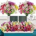 AGIRL 16 Bundles Artificial Flowers for Outdoor,No Fade Fake Plastic Flowers Faux Plants for Hanging Planters Decoration Indoor Outside Garden Porch Window Box Home Wedding